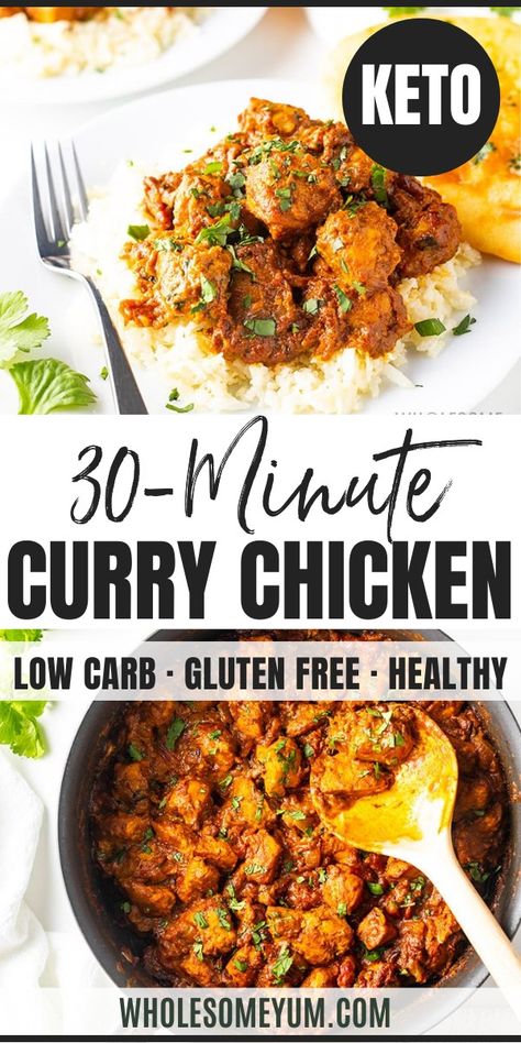 Coconut Curry Chicken: A Keto Low Carb Curry Recipe Curry Seasoned Chicken, High Protein Chicken Curry, Low Sodium Curry, Quick Low Carb Chicken Recipes, Rotisserie Chicken Coconut Curry, Low Sodium Curry Chicken, Chicken Curry Recipe No Coconut Milk, Chicken Curry No Coconut Milk, Quick And Easy Low Carb Recipes