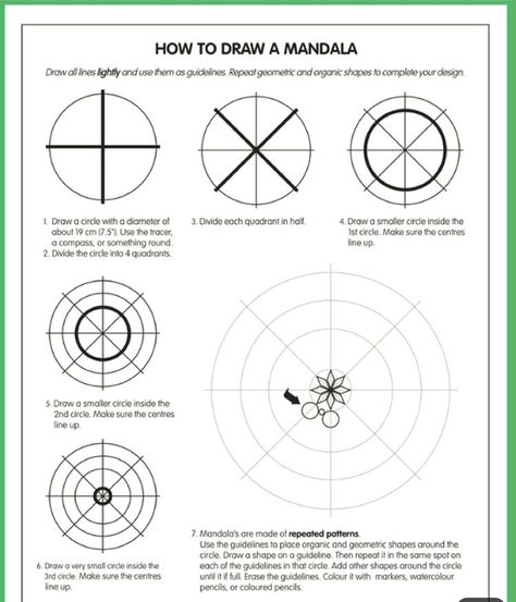 Drawing Mandala Ideas, Diy Mandala Stencil, Diy Mandala Drawing, Mandala Art Tutorial How To Draw, How To Mandala, How To Paint A Mandala, Drawing A Mandala, Mandala How To, How To Do Mandala Art