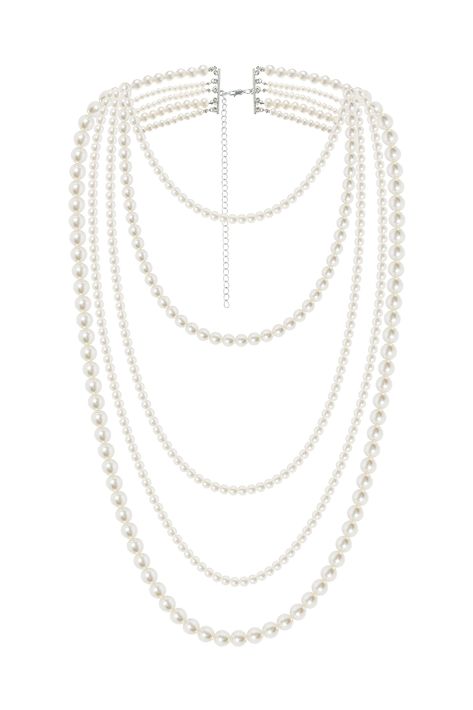 PRICES MAY VARY. Material: Handmade lustrous imitation pearls. Size: 15.7"(6mm)+19.3"(8mm)+26"(5mm)+28.7"(5mm)+34.6"(10mm) with 5.9" extender chain. Feature: The long pearl necklace can be wrapped around multiple times. Strung with round, full and lustrous pearls. Women who wear it will look elegant and fashionable. Occasion: The elegance and simplicity of the design make it a casual accessory that can be worn on a regular basis, while also standing out for various ceremonial occasions. Note: Th 1940s Jewelry Necklaces, 1920’s Jewelry, 1920s Pearl Necklace, 1920s Jewelry Necklace, Pearl Necklace Designs Unique, Pearl Shoulder Jewelry, Peral Necklace, Great Gatsby Jewelry, Pearls Accessories