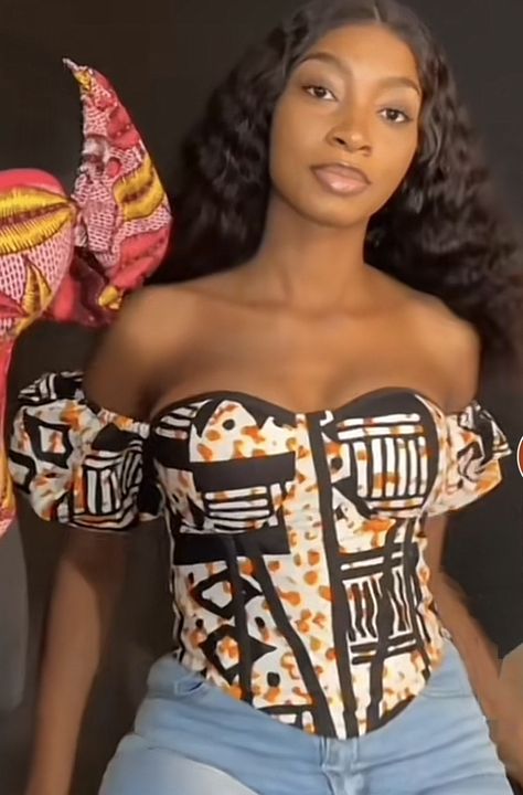 Ankara Bustier Top, Corset Top Outfit Classy, Ankara Corset Top, Kitenge Tops, Chitenge Outfits, Dope Fashion Outfits, Tailored Outfits, Classy Short Dresses, African Print Tops