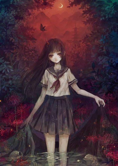 jigoku shoujo Jigoku Shōjo, Hell Girl, Gothic Anime, Jairzinho, Dark Anime, Manga Girl, Anime Style, Anime Fanart, Manga Art