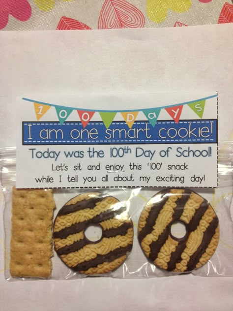 The 100th Day Finally Came! Nice treat to celebrate the day! 100 Días De Clases, 100th Day Of School Crafts, 100s Day, 100 Day Of School Project, 100 Day Celebration, One Smart Cookie, Kindergarten Fun, School Treats, School Celebration