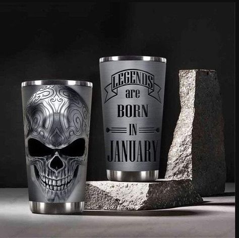 Legends Are Born In January Skull Stainless Steel Tumbler Cup Travel Mug TC3435 Product Details: Stainless Steel TumblerPrinted In The USAWorldwide ShippingPrint Type: Sublimation PrintingMaterial: Stainless SteelColor: White Gloss Sizing: 12oz, 20oz And 30ozCan Be Printed On Both SidesFree Second Side PrintingBrand: GenericDishwasher SafeVibrant Color ReproductionSuperb Finish And Lasting QualityDouble-wall Construction To Keep The Liquid Temperature Constant For Several HoursSize: 12 Tumbler Quotes, Gift For Partner, Gift For Bestie, Born In January, Skull Tumbler, Boyfriends Girlfriends, Stainless Steel Cups, Personalized Tumbler, Never Underestimate