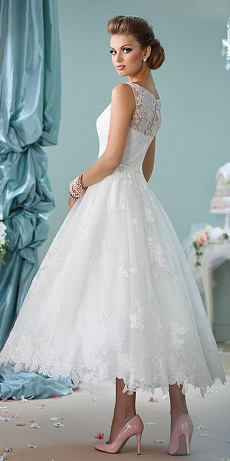 Wedding Gown Styles: Become An Expert Before Shopping ★ #bridalgown #weddingdress 1950s Wedding Dress Tea Length Audrey Hepburn, 1950 Wedding Dress Vintage, Knee Length Wedding Dress Vintage, Wedding Dresses Knee Length, Fun Wedding Dress, 1950 Wedding Dress, 1950s Bride, 1950s Wedding Dress Tea Length, Wedding Gown Vintage