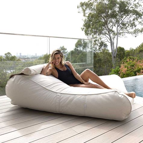 #1 Poolside Loungers, Outdoor Bean Bags Chairs | Mooi Living Large Pool Floats, Bean Bag Design, Outdoor Bean Bag Chair, Poolside Loungers, Bean Bag Lounger, Striped Chair, Outdoor Bean Bag, Kids Bean Bags, Bean Bag Sofa