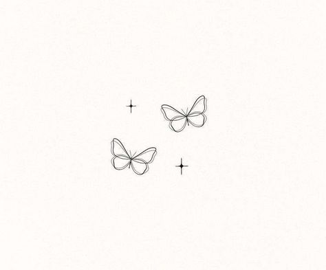 yayayayaybbutterlay Butterfly Dainty Tattoo, Small Fineline Tattoos For Women, Butterfly And Star Tattoo, Sweet Tattoos For Women, Small Butterfly Tattoos For Women, Two Butterflies Tattoo Design, Dainty Butterfly Tattoo Simple, 2 Butterflies Tattoo, Minimalistic Butterfly Tattoo