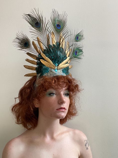 Peacock headdress #peacock #fashion #headdress Peacock Headdress, Peacock Headpiece, Peacock Fashion, Headpiece Diy, Head Dress, Headdress, Headpiece, Carnival, Quick Saves