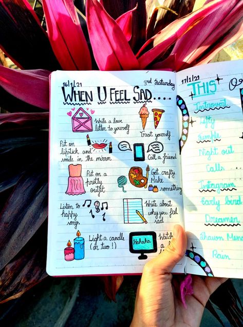 What are the things that u do when u feel sad Creative Things To Do In Diary, Dairy Entry Aesthetic, Dairy Decoration Ideas Personal, Personal Diary Writing Feelings, Pencil Calligraphy, Study Activities, Bullet Journal Work, Xmas Drawing, Diary Entries