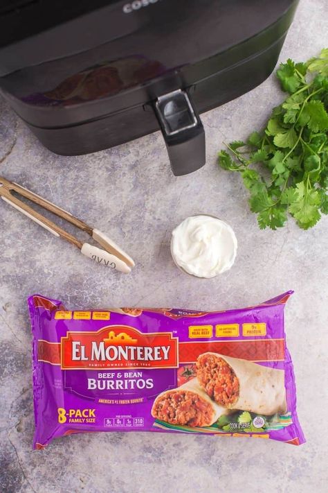 El Monterey Burritos In Air Fryer, Air Fry Burritos, Air Fryer Frozen Burritos, Frozen Burritos In Air Fryer, Recipes Using Frozen Burritos, Frozen Food In Air Fryer, Frozen Chimichanga, Frozen Enchiladas, Bean And Cheese Enchiladas