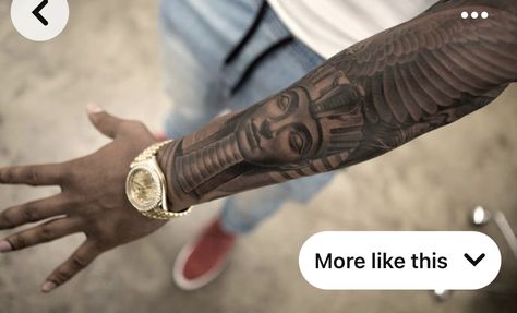 Egyptian Sleeve, African Warrior Tattoos, Pharaoh Tattoo, African Sleeve Tattoo, Nefertiti Tattoo, Egyptian Tattoos, Inspiring Tattoos, Dark Skin Tattoo, Africa Tattoos