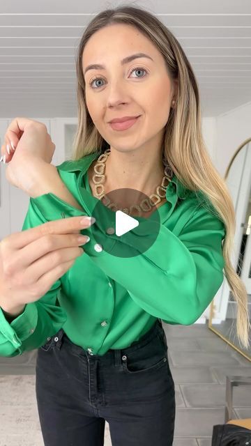 Roxanne Olaru on Instagram: "Fashion Hack: How To Keep Your Sleeves Up On A Button- Cuff Blouse + #grwm 🌸

Rate this #fashionhack 1-10! ❤️

This is one of my favorite hacks that I’ve learned, and it’s incredibly simple to do! If you enjoy wearing satin or smooth shirts like I do, this method is perfect for keeping your sleeves rolled up securely without them constantly slipping back down. Also, if your sleeves are too long or you want to showcase your wrist jewelry, then this fashion hack is a must-try for you!

TAG someone who would love this, & comment down below if you want to see more #style hacks!
.
• #ootd #styletips #outfitideas #fashionhacks #grwm #todaysoutfit #todayslook #womensfashion" How To Roll Long Sleeve Shirts, Long Sleeve Shirt Hacks, Satin Shirts For Women, Anklet Tattoos For Women, Satin Shirts, Style Hacks, Anklet Tattoos, Shirt Hacks, Wrist Jewelry