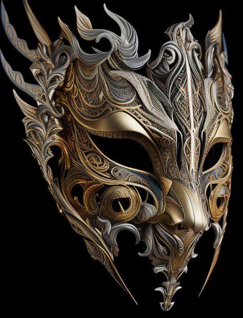 Gold Mask Aesthetic, Masquerade Mask Metal, Gold Mask Fantasy Art, Fantasy Masks Art, Metal Mask Fantasy Art, Fantasy Mask Design Concept Art, Golden Mask Fantasy Art, Full Face Mask Design Art, Dragon Masquerade Mask