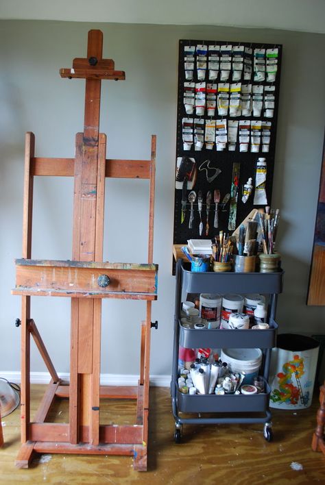 Home Art Studios, Rangement Art, Home Art Studio, Creative Mural, Art Studio Storage, Art Studio Space, Art Studio Organization, Art Studio Room, Art Studio Design