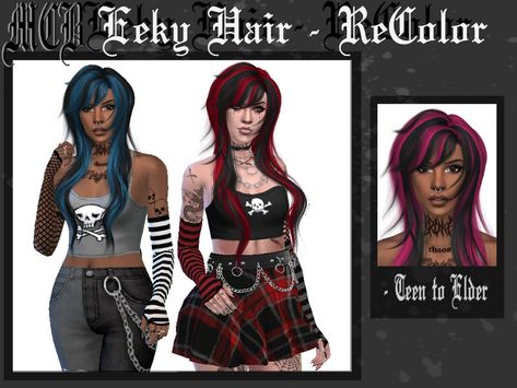 Scene Kid Hair, Sims 4 Cc Goth, Los Sims 4 Mods, Mod Hair, Emo Scene Hair, Goth Hair, Sims 4 Body Mods, Tumblr Sims 4, Free Sims