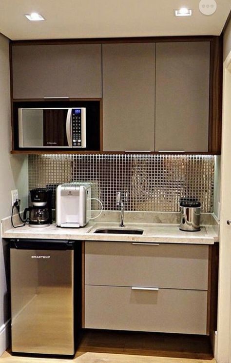 Hotel Room With Kitchenette, Tiny Kitchenette, Office Kitchenette, Apartemen Studio, Small Office Design Interior, Small Kitchenette, Tiny Kitchen Design, Small Office Design, Small Apartment Kitchen