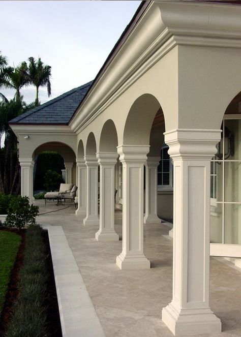 COLUMNS AND PILASTERS - CGA Stone Column Home Design, Outdoor Pillar Design, Decorative Pillars Columns, House Pillars Columns Exterior, Exterior Column Design Ideas, Pillers Designs, Mediterranean Columns, House Column Design, Column Design Exterior Architecture