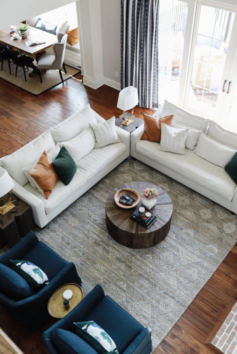 Living Room Layout With Chaise Sofa, 2 Love Seats Layout, Couch And Loveseat Arrangement Layout, Sofa And Loveseat Layout, Two Couches Living Room Layout, House Partition, Cheap Couches, U Couch, West Elm Living Room