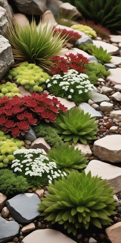 Alpine Aesthetic, Sedum Garden, Garden Corner, Alpine Garden, Beach Grass, Cascading Flowers, Rock Gardens, Metal Albums, Style Rock