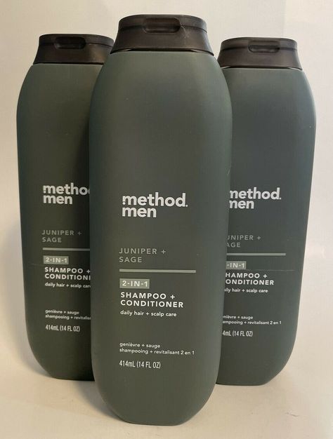 Three New Method Men Juniper + Sage 2-in-1 Shampoo + Conditioner 14 oz. x 3 **bottles and labels may have blemishes** I appreciate your business. Men’s Shampoo And Conditioner, Men Shampoo And Conditioner, Mens Shampoo And Conditioner, Method Shampoo, Hair Care Men, Men Hygiene, Hair Care For Men, Hair Products For Men, Troll Wig