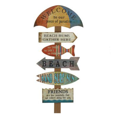 Rosecliff Heights Welcome to Beach Wall Décor Vintage Beach Signs, Beach Wood Signs, Beach Signs Wooden, Beach Room Decor, Sand Surfing, Beach Room, Country Cottage Decor, Tropical Home Decor, Beach Wood