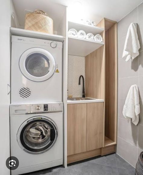 Laundry Cupboard Design, Wc Laundry Room, Small Laundry With Storage, European Laundry Cupboard, Laundry With Bathroom, Laundry Cupboard Ideas, Laundry Floor Tiles, Cupboard Laundry, Tiny Laundry Room Ideas