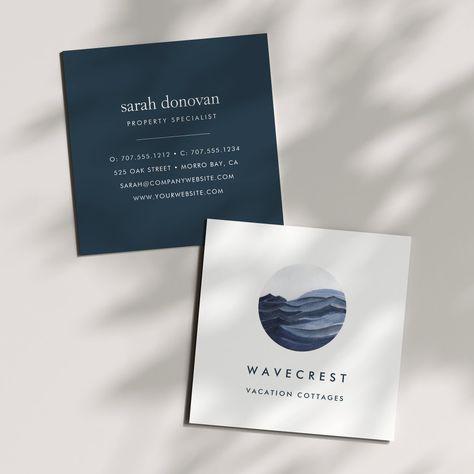 Zazzle Business Cards, Chic Business Card, Watercolor Wave, Wave Logo, Wave Illustration, Vacation Cottage, Unique Business Card, Waves Logo, Beach Events