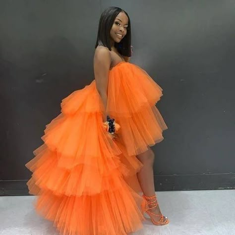 Orange Tulle Dress, Rok Tile, High Low Tulle Skirt, Gaun Tulle, Cocktail Formal Dress, Gown Cocktail, Gaun Fashion, Cocktail Formal, Body Suits