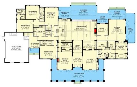 Floor Plan Sketch, 5 Bedroom House Plans, 5 Bedroom House, Family House Plans, Ranch House Plans, Built In Bookcase, Bedroom House Plans, Best House Plans, New House Plans