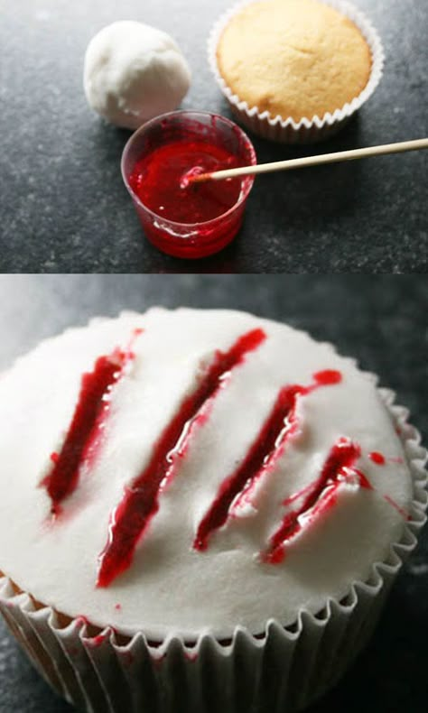 Edible Blood, Deserts Cakes, Werewolf Horror, Diy Horror, Scary Halloween Cakes, Spooky Halloween Cakes, Scary Halloween Food, Candy Corn Cupcakes, Halloween Deserts