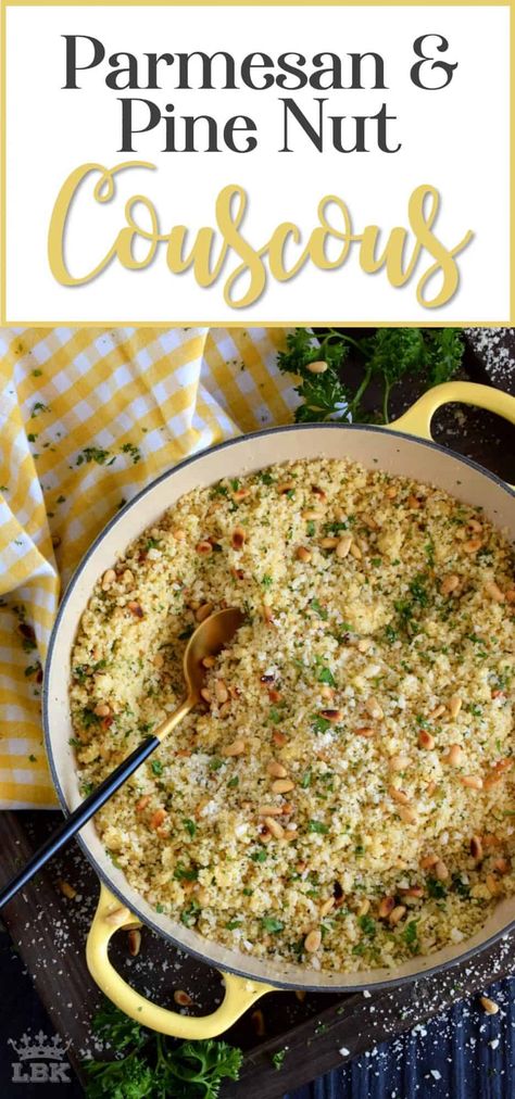 Cooking Couscous, Pearl Couscous Recipes, Green Pea Salad, High End Restaurant, Pine Nut Recipes, Homemade Ranch Seasoning, Cheese Alternatives, Couscous Recipes, Pine Nut