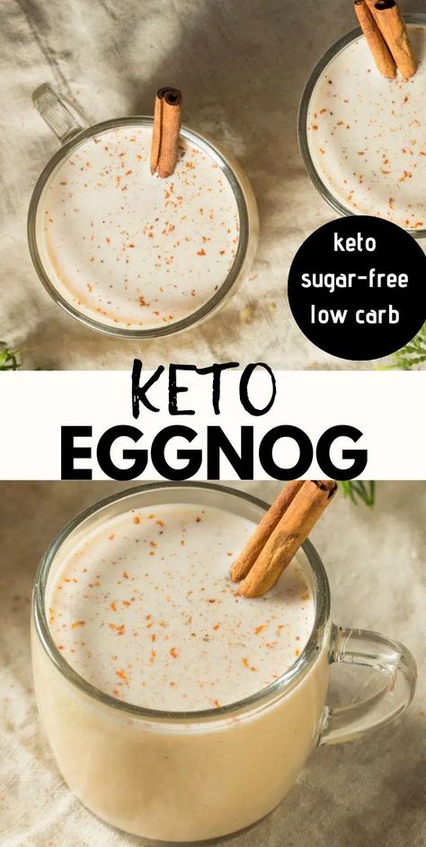 Homemade Low Carb Keto Eggnog Low Carb Eggnog Recipe, Keto Eggnog, Low Carb Holiday, Keto Cocktails, Keto Holiday, Low Carb Drinks, Holiday Drink, Eggnog Recipe, Low Carb Treats