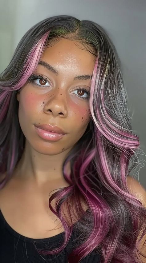 Peekaboo Highlights for Black Women: Transform Your Look with These 20 Stunning Ideas Pink Highlights Black Women, Highlights For Black Women, Highlights Black Women, Purple Peekaboo Highlights, Peekaboo Color, Peekaboo Highlights, 2023 Hair, Pink Highlights, Pretty Braided Hairstyles