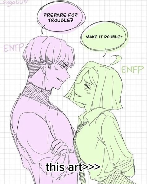 Sugalili Mbti, Enfp X Entp Ship, Mbti Ships Fanart, Entp X Enfp Ship, Enfp Ships, Mbti Enfp, Mbti Ships, Infj And Entp, Personalidad Enfp