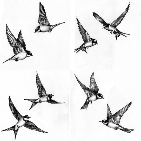 Barn Swallow Tattoo, Swallow Flying, Swallow Tattoo Design, Flying Tattoo, Swallow Tattoo, Barn Swallow, Sketchbook Inspo, Design Drawings, Tattoo Design Drawings