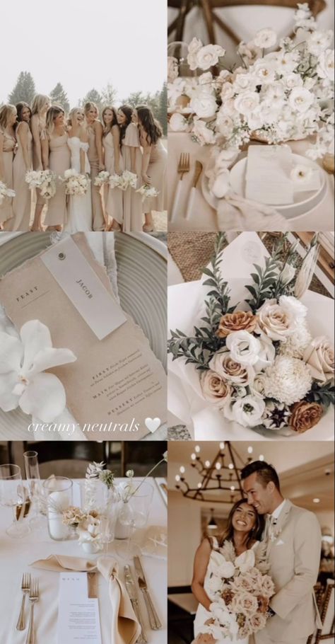 Champagne Wedding Colors Scheme, Beige Wedding Theme, Taupe Wedding Colors, Cream Wedding Theme, Champagne Wedding Themes, Neutral Wedding Decor, Wedding Color Schemes Summer, Wedding Theme Color Schemes, Champagne Wedding Colors