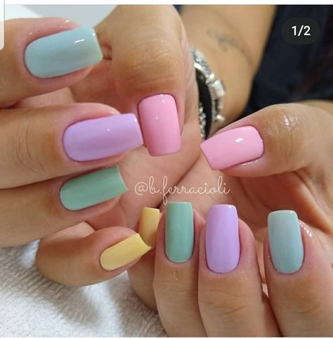 Multicolored Nails, Gel Toe Nails, Lilac Nails, Sassy Nails, Fall Gel Nails, Fancy Nails Designs, Simple Gel Nails, Work Nails, Pretty Nail Art