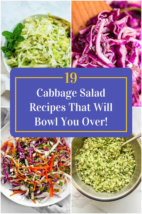 Collage of 4 cabbage salad recipes. Raw Cabbage Recipe, Best Cabbage Salad Recipe, Stir Fry Healthy, Marathi Food, Salads Without Lettuce, Best Cabbage Recipe, Vegan Cabbage, Salad Snacks, Cabbage Recipes Healthy