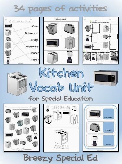 Kitchen Appliances Vocab Unit - Special Education Kitchen Vocabulary, Vocational Tasks, Microwave Toaster, Cooking In The Classroom, High School Special Education, Life Skills Class, Life Skills Curriculum, Functional Life Skills, Life Skills Lessons