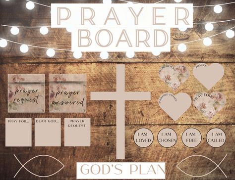 Elevate your prayer life with our Printable Vintage Floral-themed Printable Prayer Board Kit! This tool is crafted to enrich your spiritual journey, helping you remain anchored in faith while navigating life's challenges. Dive deeper into communion with God by organizing your personal prayers and intercessions for others. Don't miss out on this transformative resource; start your prayer journey today! 🙏  Key Features of the Kit  * Prayer Board Words * Cards and Notes * Bible Verses, Affirmation Vision Prayer Board, Prayer Board Ideas Diy Free Printables, Prayer Board Inspiration, Vision Board Prayer, Christian Wall Collage, Prayer Board Ideas Diy, Diy Prayer Board, Prayer Boards, Prayer Vision Board