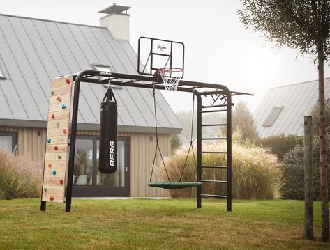 Backyard Jungle Gym, Backyard Gym, Play Area Backyard, Backyard Kids Play Area, Jungle Gym, Outdoor Gym, Backyard Playground, Backyard Play, Football And Basketball