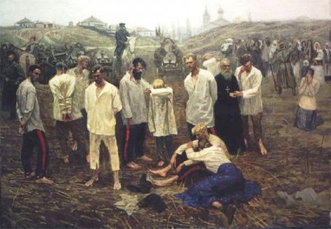 Russian Officers and Cossacks about to be executed by Reds on orders of Trotsky.   Dmitri Shmarin Russian Revolution 1917, Social Realism, Classical Realism, Russian Revolution, Socialist Realism, Russian Culture, Russian History, Imperial Russia, Art Sites