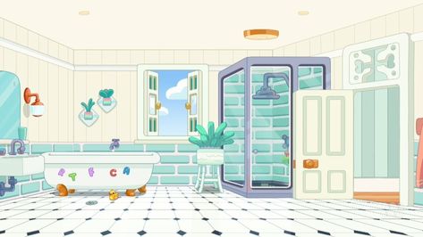 Kids Shared Bathroom, House Cartoon, Bg Design, Cartoon House, Pastel Room, House Inside, Cartoon Background, Decor Guide, House Room