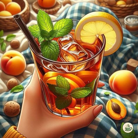 Apricot Iced Tea Summer Tea Recipes, Homemade Summer Drinks, Summer Coffee Drinks, Flavored Iced Tea Recipes, Good Lemonade Recipe, Summer Iced Tea, Iced Tea Recipes Homemade, Homemade Iced Tea, Cold Tea