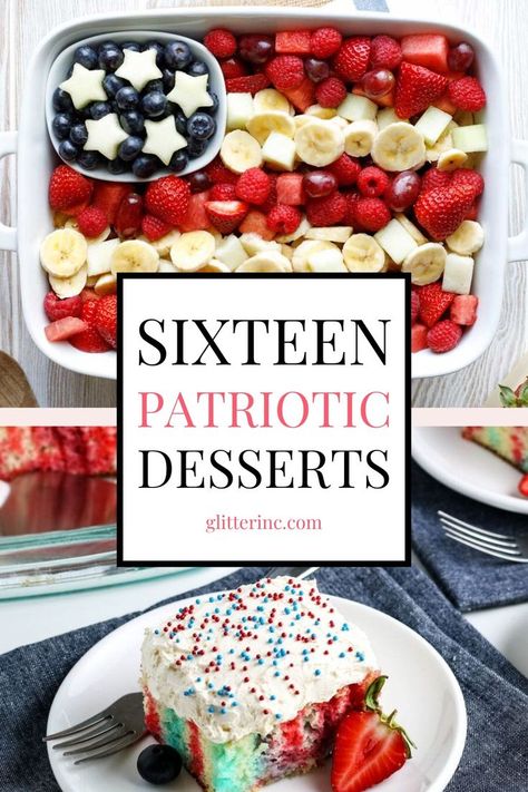 Whip up red white and blue desserts for your Memorial Day or Fourth of July celebration. From easy cake to star shaped cookies, these festive treats are perfect for a crowd and make a great addition to any patriotic party or Memorial Day menu. Red White And Blue Desserts, Dessert Pizzas, Memorial Day Foods, Patriotic Cake, Fourth Of July Celebration, Fourth Of July Cakes, Star Shaped Cookies, Kid Approved Meals, Patriotic Desserts