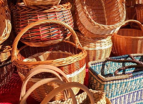 Can you donate baskets to a thrift store? Find out the 25 things you local thrift store doesn't need or want. Thrifted Baskets, Wicker Furniture Cushions, Wicker Chest, Wicker Couch, Staff Party, Wicker Box, Wicker Mirror, Wicker Headboard, Wicker Shelf