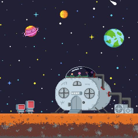 #pixel#pixelart#art#astronaut#space#shootingstar Astronaut Pixel Art, Space Pixel Art, Pixel Assets, Pixel Space, Pixel Video, Platform Games, Spaceship Interior, Caracter Design, Art Games