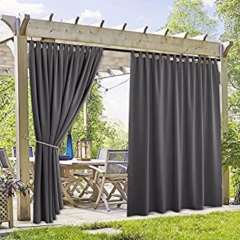 Outdoor Patio Windproof Curtains, Top and Bottom Grommets Heavy Weight Windproof Sunlight Blocking for Porches/Pergola/Yard/Sliding Doors/Pergola. (52'' * 96'', Black) : Amazon.ca: Patio, Lawn & Garden Curtains Outdoor, White Curtain Rod, Hot Tub Privacy, Door Pergola, Deck Canopy, Insulated Drapes, Patio Privacy Screen, Outdoor Curtains For Patio, Tub Enclosures