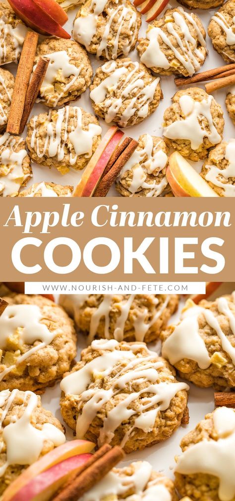 Apple Cinnamon Cookies, Apple Cookies Recipes, Autumn Cookies, Fall Cookie Recipes, Sweet Apples, Fall Baking Recipes, Apple Recipes Easy, Fall Desserts Easy, Cinnamon Cookies