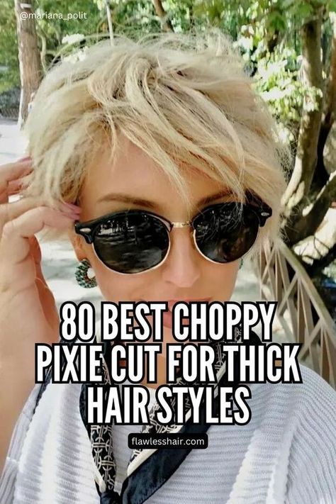 Are you in a search of inspiration for your new hairstyle? Look no further than these choppy pixie cut for thick hair ideas. These styles are specially designed for your hair texture and if you read one, you'll understand why. Pixie Cut For Thick Hair, Choppy Pixie, Cute Pixie Haircuts, Kort Bob, Choppy Pixie Cut, Pixie Bob Hairstyles, Short Choppy Haircuts, Wavy Pixie, Longer Pixie Haircut