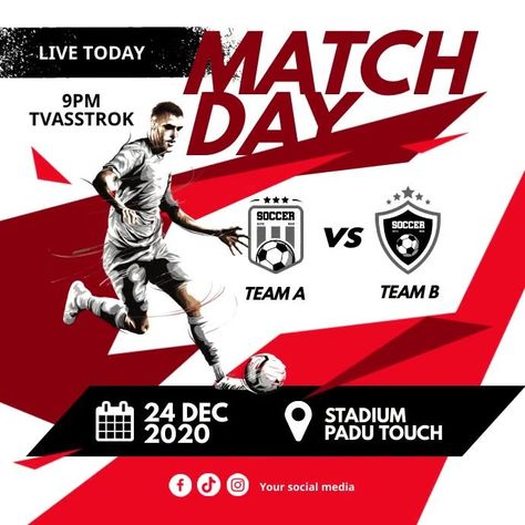 Football Match Day Poster, Next Match Football Design, Football Match Poster Design, Football Design Graphics, Match Day Football Design, Soccer Posters, Sooner Football, Football Template, Invitation Poster